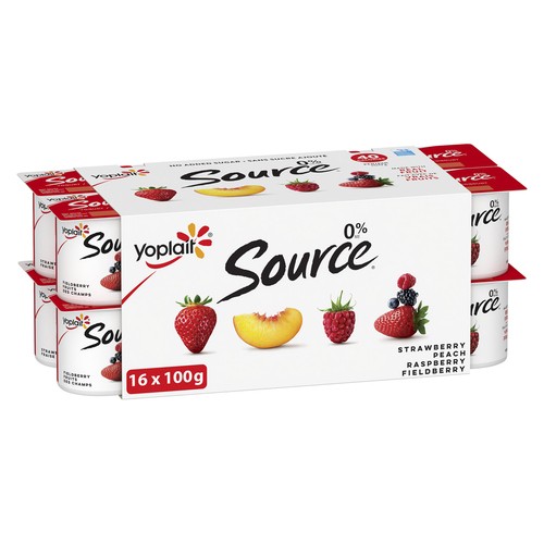 Yoplait Source 0% Traditional Yogurt Smooth Cups Variety Pack 16 x 100 g