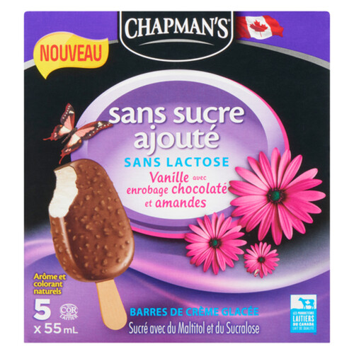 Chapman's Lactose Free Ice Cream Bars Vanilla With Almonds 5 x 55 ml