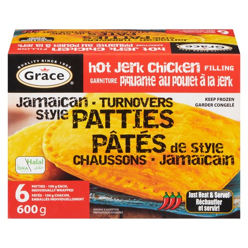 Grace Frozen Patties Jerk Chicken Hot 600 g