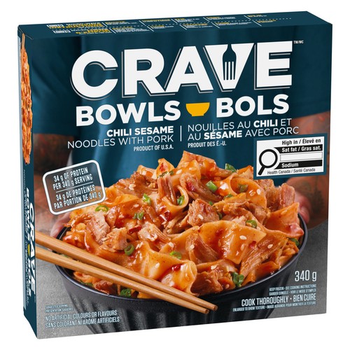 Crave Frozen Noodle Bowl Chili Sesame Noodles With Shredded Pork 340 g