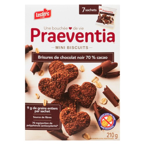 Leclerc Praeventia Heart Cookies Dark Chocolate Chip 210 g