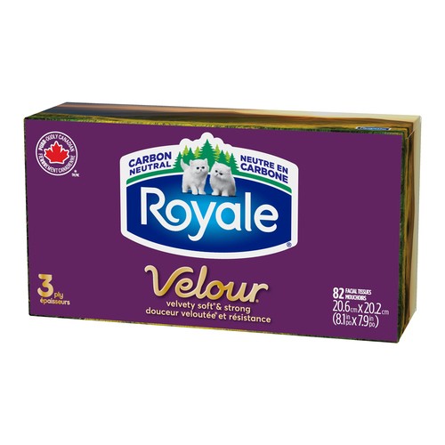 Royale Velour Facial Tissue 1 Flat Box x 82 Sheets