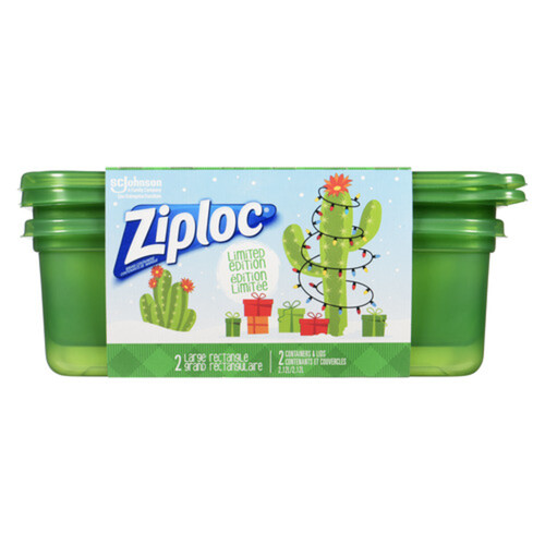 Ziploc Holiday Large Food Container Rectangle Green 2 EA - Voilà Online  Groceries & Offers