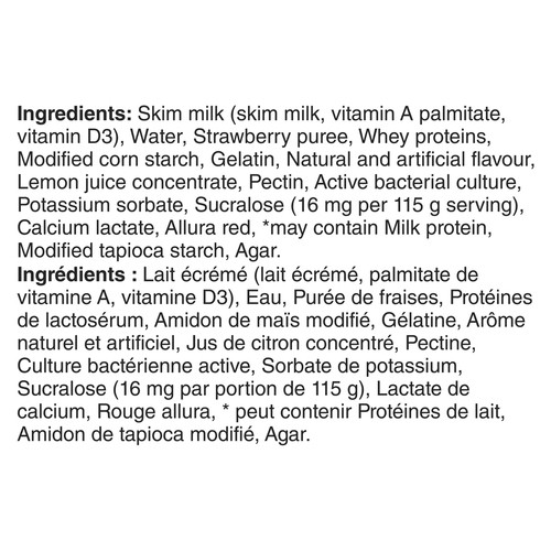 Yoplait Source No Added Sugar 0% Yogurt Strawberry 630 g