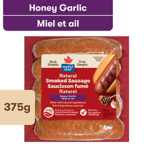 Maple Leaf Natural Smoked Sausage Honey Garlic 375 g