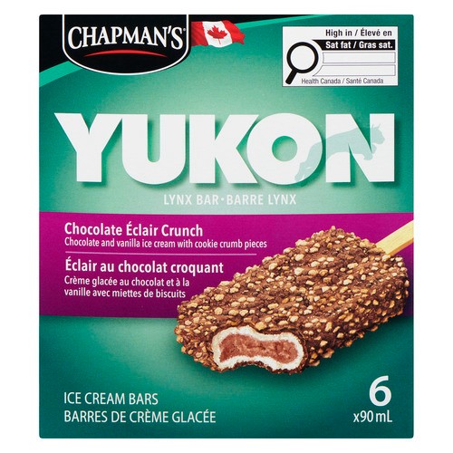 Chapman's Yukon Ice Cream Bar Chocolate Eclair Crunch 6 x 90 ml