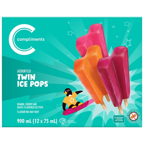 Compliments Twin Ice Pops Assorted 12 x 75 ml