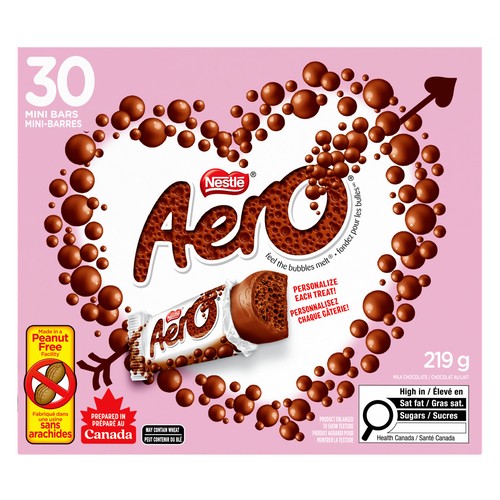 Aero Peanut-Free Valentine Mini Milk Chocolate Bars 30 Count 219 g