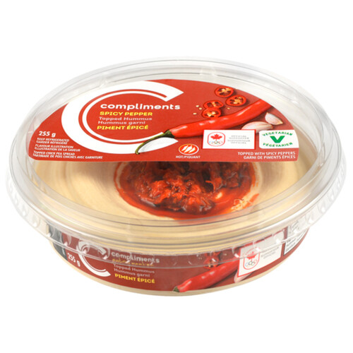 Compliments Hummus Topped Pepper Spicy 255 g