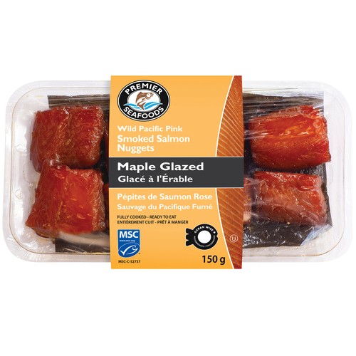 Premier Seafoods Smoked Pink Salmon Nuggets Maple Maple Nuggets 150 g