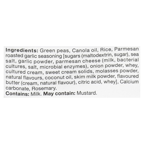 Harvest Snaps Gluten-Free Green Pea Snack Crisps Parmesan Roasted Garlic 85 g