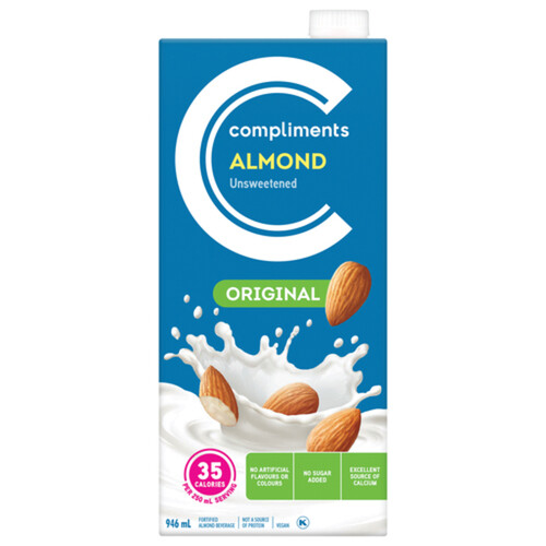 Compliments Almond Beverage Unsweetened Original 946 ml