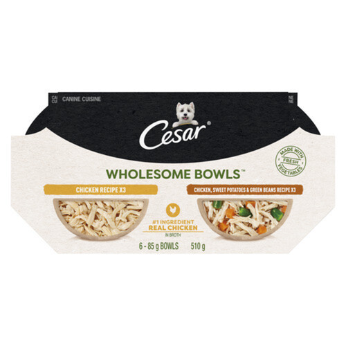 Cesar Wet Dog Food Adult Wholesome Bowls Chicken - Chicken Sweet Potato & Green Beans 6 x 85 g