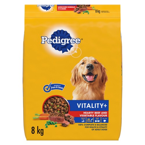 Pedigree Vitality+ Hearty Adult Dry Dog Food Beef And Vegetable 8 kg