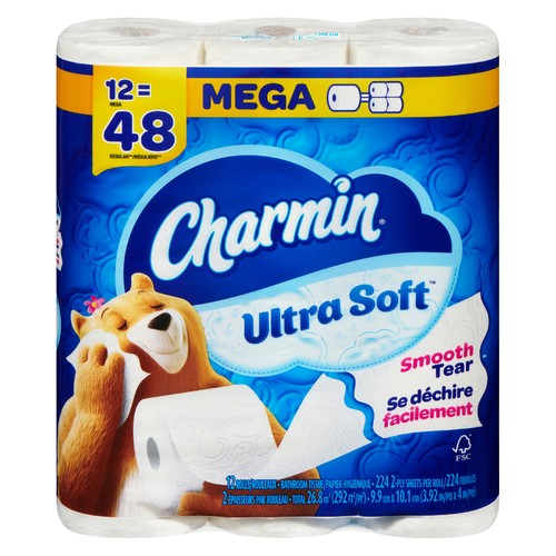 Charmin Ultra Soft Bathroom Tissue 2-Ply 12 Mega Rolls x 224 Sheets