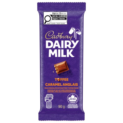 Cadbury Dairy Milk Bar Milk Chocolate With Toffee 90 g