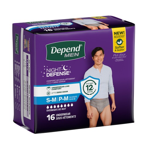 Depend Night Defense  Incontinence Underwear Men Overnight S/M 16 Count