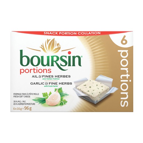 Boursin Cheese Portions Garlic And Fine Herbs 6 Pack 96 g