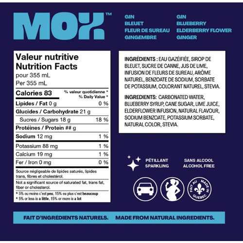 Mox Alcohol-Free Mocktail Gin Blueberry 355 ml (can)