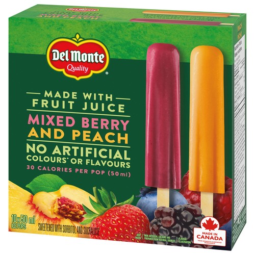 Del Monte Juice Bars Berry And Peach 10 x 50 ml