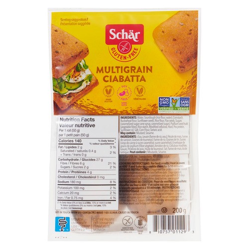 Schar Gluten-Free Ciabatta Rolls Multigrain 4 x 50 g