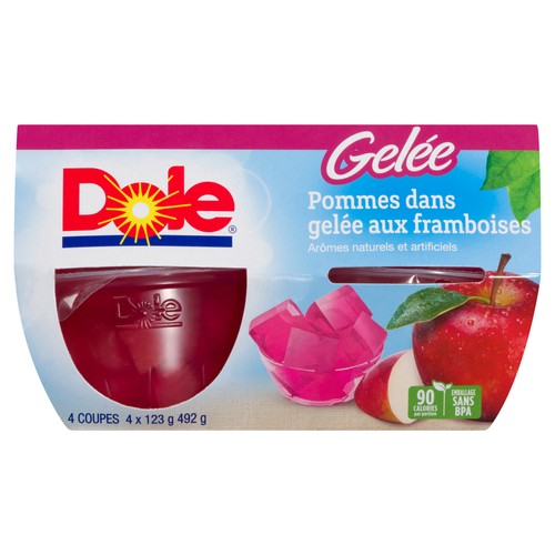 Dole Fruit Cups Apples In Raspberry Gel 4 x 123 g