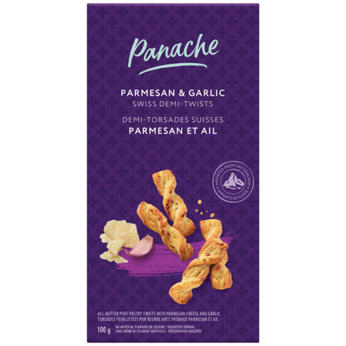 Panache Swiss Pastry Twists Parmesan & Garlic 100 g