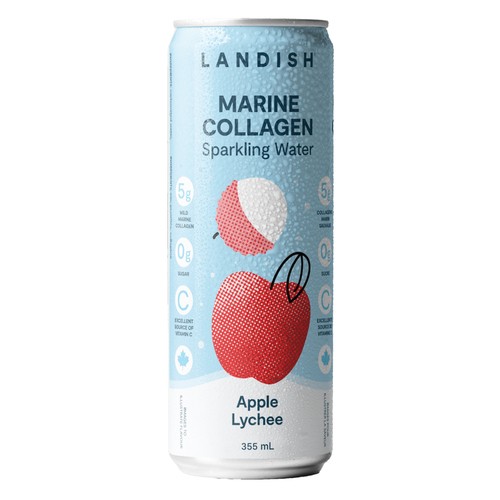 Landish Marine Collagen Sparkling Water Apple Lychee 355 ml (can)