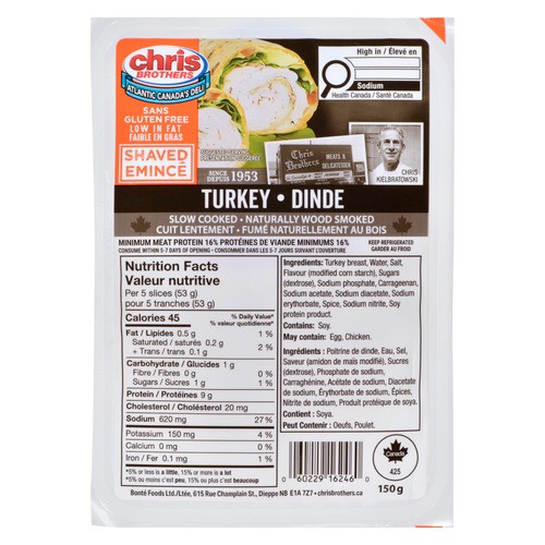 Chris Brothers Gluten-Free Shaved Turkey Breast Sliced Meat 150 g