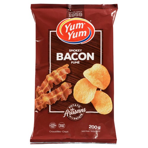 Yum Yum Potato Chips Smokey Bacon 200 g