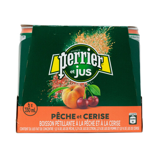 Perrier Sparkling Water Peach And Cherry 6 x 330 ml (cans)