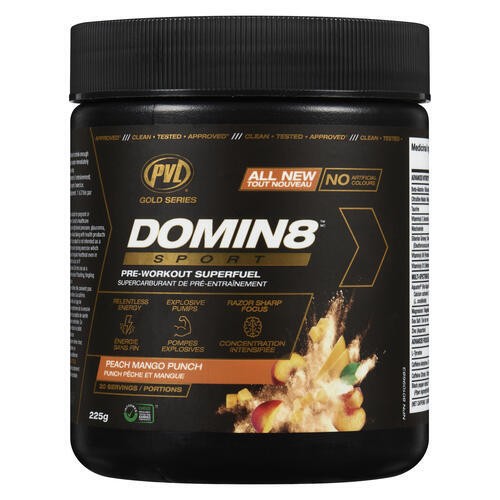 PVL Domin8 Sport Pre-Workout Superfuel Peach Mango Punch 225 g