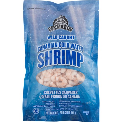 Farm Boy Frozen Shrimp Wild Caught Canadian Cold Water 340 g