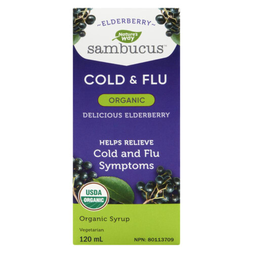 Nature's Way Organic Sambucus Cold & Flu Elderberry Syrup 120 ml