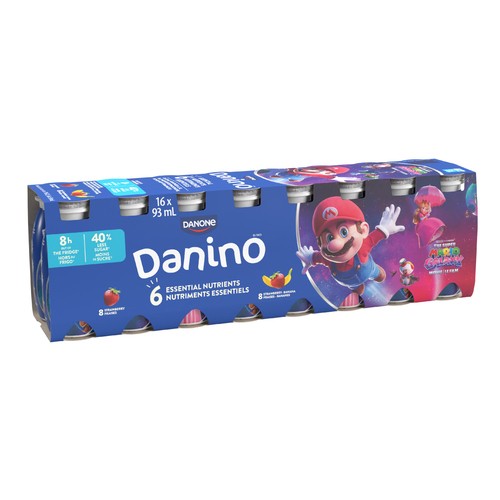 Danino Drinkable Yogurt Super Mario Strawberry-Banana/Strawberry 16 x 93 ml (bottles)