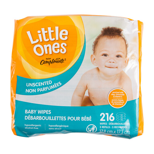 Compliments Little Ones Baby Wipes Unscented 216 Count