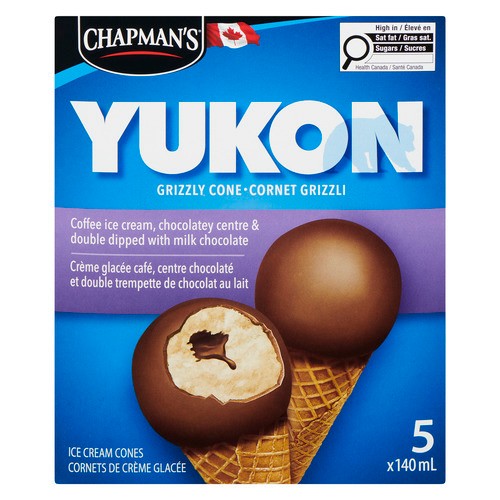 Chapman's Yukon Ice Cream Cone Coffee Double Dip With Milk Chocolate 5 x 140 ml