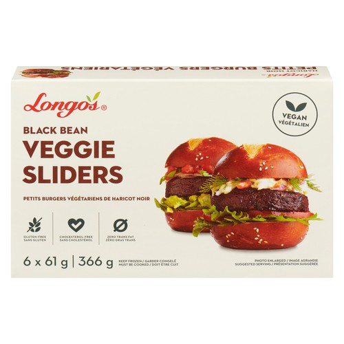Longo's Frozen Veggie Sliders Black Bean 366 g