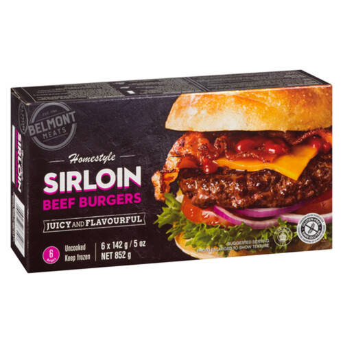 Belmont Gluten-Free Frozen Beef Burgers Home Style Sirloin 852 g