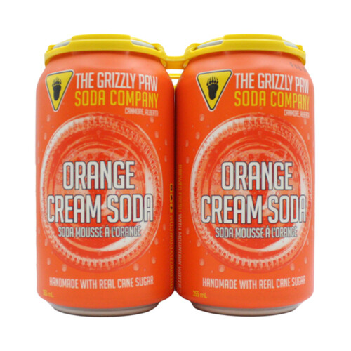 The Grizzly Paw Soft Drink Soda Orange Cream 4 x 341 ml (cans)