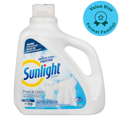 Sunlight Laundry Detergent Free & Clear 4.43 L