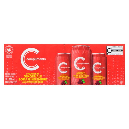 Compliments Ginger Ale Soda Cranberry 12 x 355 ml (cans)