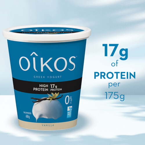 Oikos High Protein Greek Yogurt Vanilla Flavour Blended Value Tub 650 g