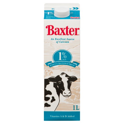 Baxter 1% Milk Partly Skimmed  1 L