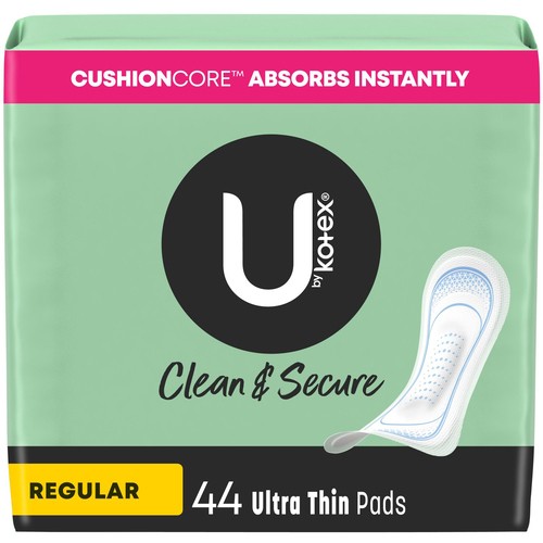U By Kotex Clean & Secure Ultra Thin Pads Regular Absorbency 44 count