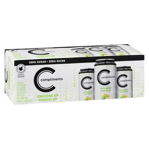Compliments Choose Up Soft Drink Zero Sugar Lemon-Lime 12 x 355 ml (cans)