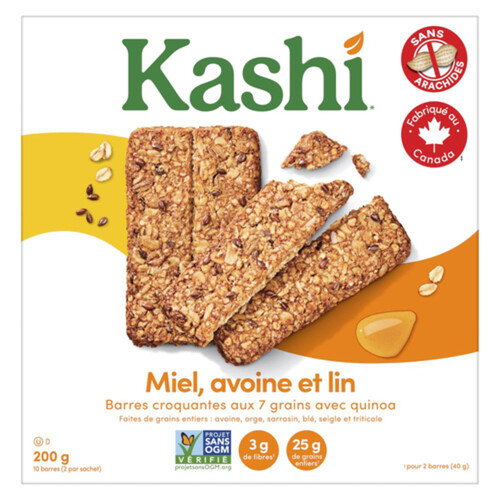 Kashi Crunchy Bars 7 Grain With Quinoa Honey Oat Flax 10 x 20 g