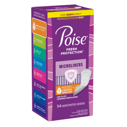 Poise Microliners Panty Liner Regular 54 Count - Voilà Online Groceries &  Offers