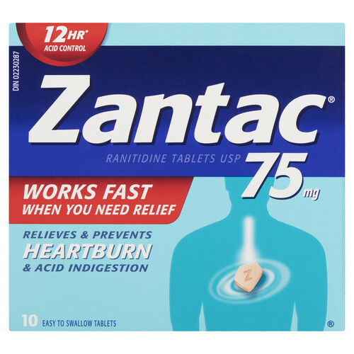 Zantac Blister 75mg 10 Tablets