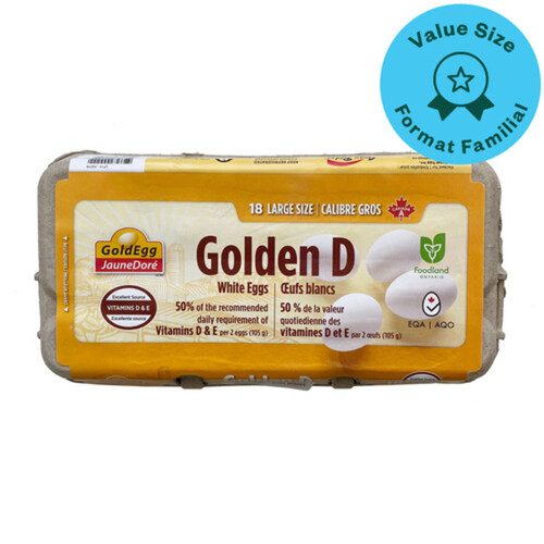 Gold Egg Golden D White Eggs Large Value Size 18 Count